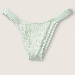 VS PINK Brazilian Lace Panty Aqua Shine Fog Green NWT